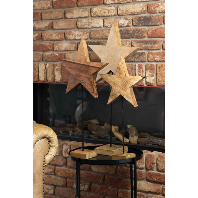 Mars & More staande ster mango hout 60cm