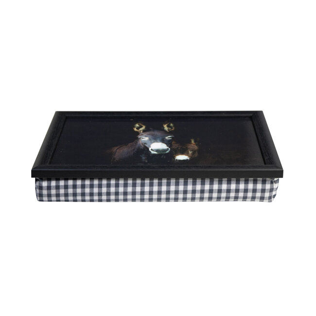 Mars & More Schootkussen – Laptray – Dienblad met kussen - Laptoptafel - Schoottafel - zwart ezelin met veulen 43x33cm