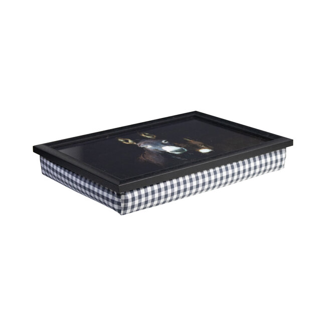 Mars & More Schootkussen – Laptray – Dienblad met kussen - Laptoptafel - Schoottafel - zwart ezelin met veulen 43x33cm