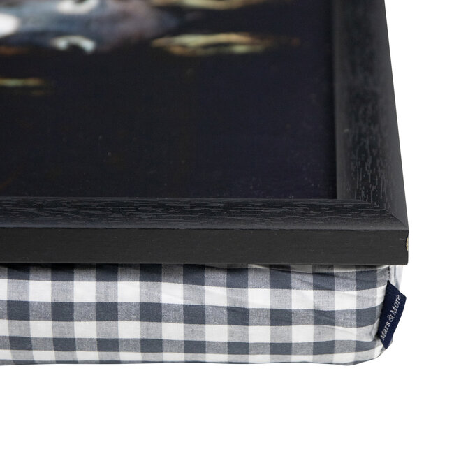 Mars & More Schootkussen – Laptray – Dienblad met kussen - Laptoptafel - Schoottafel - zwart ezelin met veulen 43x33cm