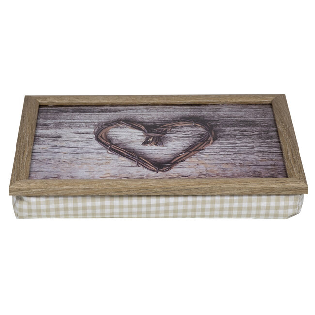 Mars & More Schootkussen – Laptray – Dienblad met kussen - Laptoptafel - Schoottafel -twijgen hart - 43 x 33