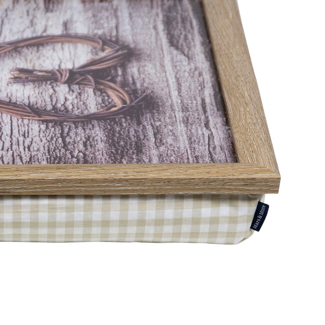 Mars & More Schootkussen – Laptray – Dienblad met kussen - Laptoptafel - Schoottafel -twijgen hart - 43 x 33