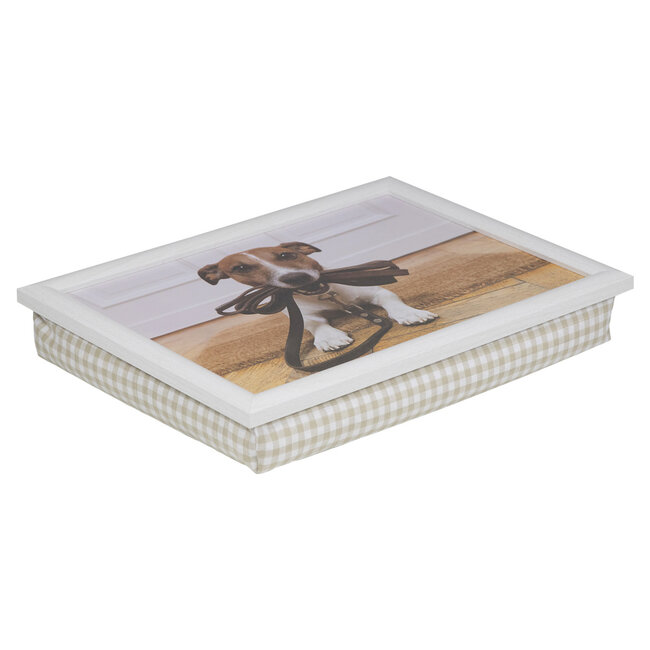 Mars & More Schootkussen – Laptray – Dienblad met kussen - Laptoptafel - Schoottafel - Jack Russell met riem 43x33cm