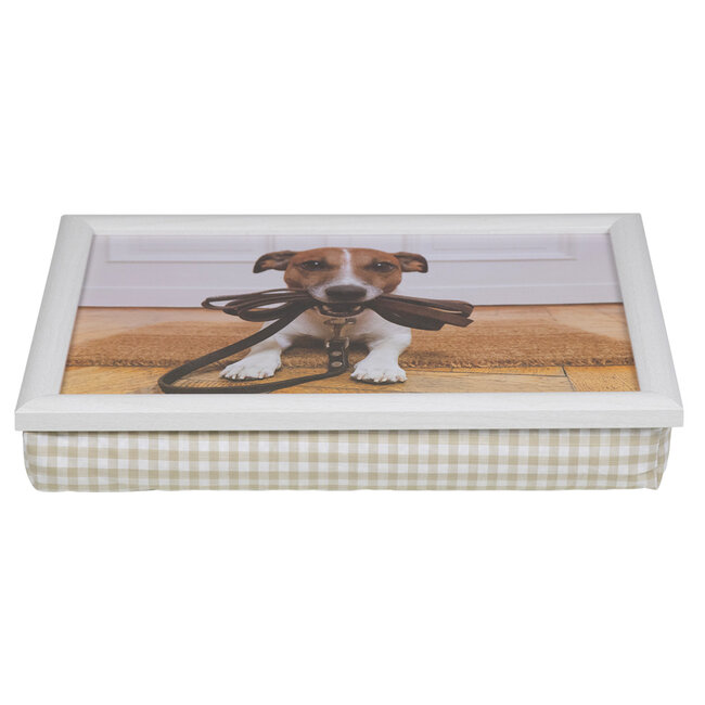Mars & More Schootkussen – Laptray – Dienblad met kussen - Laptoptafel - Schoottafel - Jack Russell met riem 43x33cm
