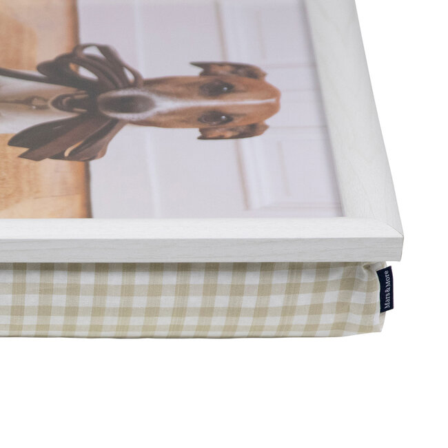 Mars & More Schootkussen – Laptray – Dienblad met kussen - Laptoptafel - Schoottafel - Jack Russell met riem 43x33cm