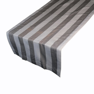 Linen & More Twill Streep Tafelloper taupe 50x140cm