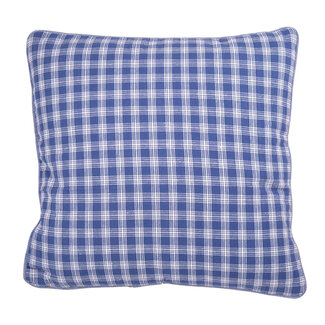 Linen & More Kussen Levy check 45x45 linen/blue