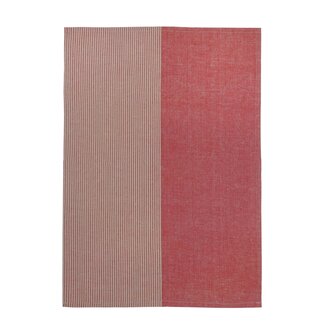 Linen & More Solid Strepen Tafelloper rood 50x140cm