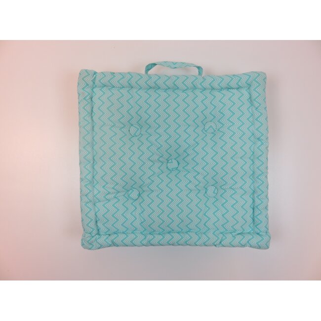 Linen & More Fine Zigzag stoelkussen blauw 40x40cm+8cm