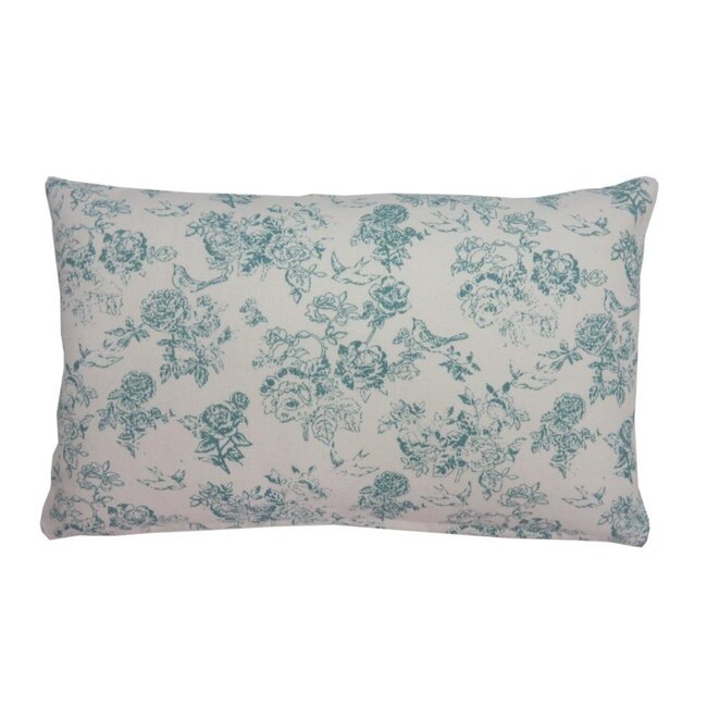 Linen & More Vintage Rose kussen blauw 30x50cm