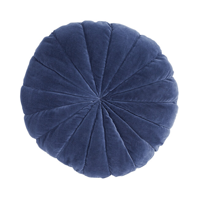 Linen & More Flower kussen blauw dia40x10cm