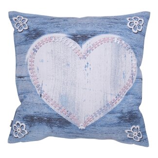 2Lif Hart Outdoor Sierkussen blauw 45x45cm