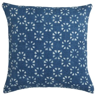 Linen & More Batik Bloem kussen blauw 45x45cm