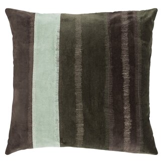 Linen & More Fluweel Streep kussen groen 50x50cm