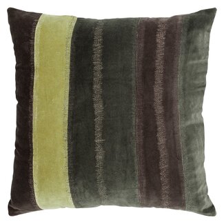 Linen & More Fluweel Streep kussen groen 50x50cm