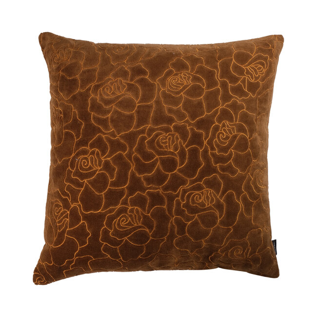 Linen & More Rose Embroidery kussen brons 45x45cm