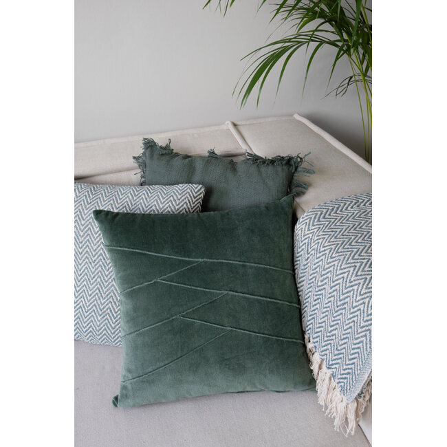 Linen & More Uneven Pintuck kussen blauw groen 45x45cm