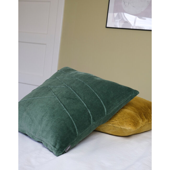 Linen & More Uneven Pintuck kussen blauw groen 45x45cm