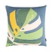 Linen & More Monstera kussen blauw 45x45cm