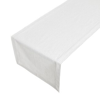 Linen & More Medium Fine Streep Tafelloper licht grijs 50x140cm