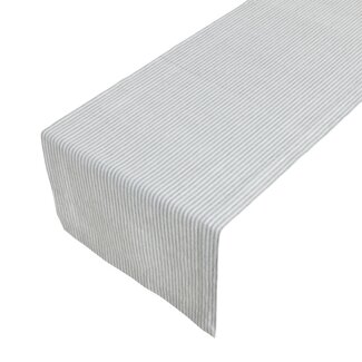 Linen & More Medium Fine Streep Tafelloper donker grijs 50x140cm