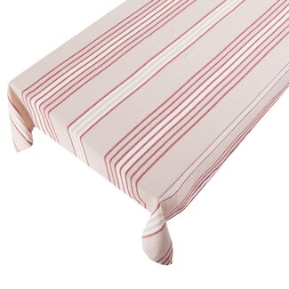 Linen & More Multi Streep Tafelkleed Textiel roze rood 140x250cm
