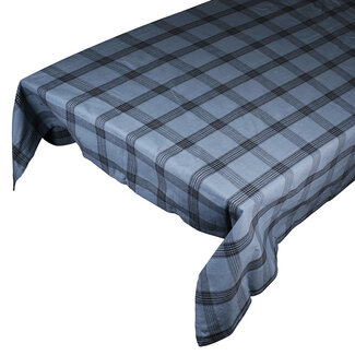 Linen & More Zwart Ruit Tafelkleed Textiel mirage blauw 140x300cm