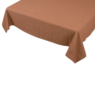 Linen & More Pinstripe Tafelkleed Textiel cafe bruin 140x300cm