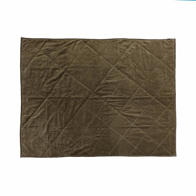 Linen & More Velvet Pintuck Quilted plaid taupe 130x170cm