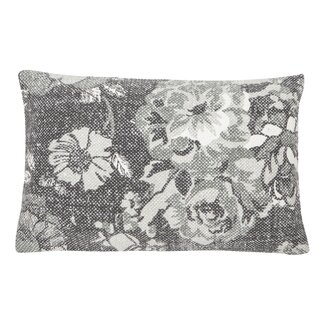Linen & More Vintage Bloem kussen grijs 35x50cm