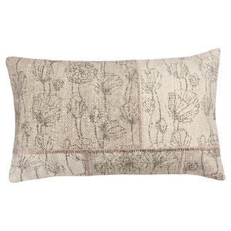 Linen & More Patchwork Bloem kussen beige 30x50cm