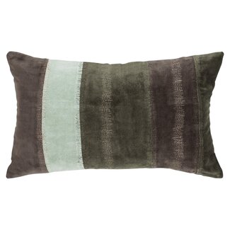 Linen & More Fluweel Streep kussen groen 30x50cm