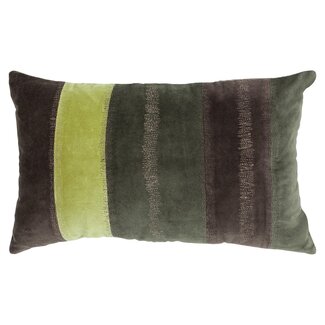 Linen & More Fluweel Streep kussen groen 30x50cm