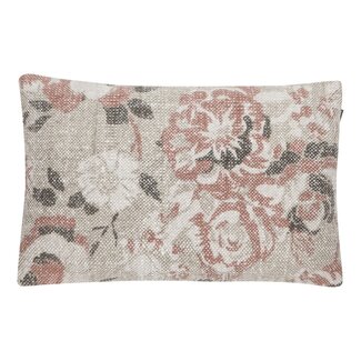 Linen & More Vintage Bloem kussen roze 40x60cm