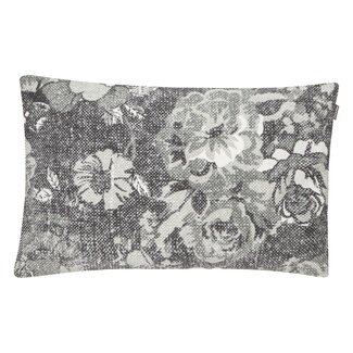 Linen & More Vintage Bloem kussen grijs 40x60cm