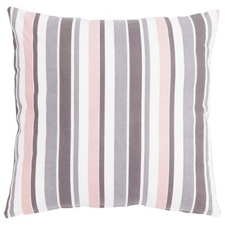 Linen & More Happy Streep kussen roze grijs 60x60cm