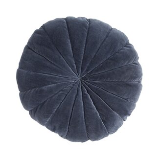 Linen & More Bloem kussen blauw dia40x12cm