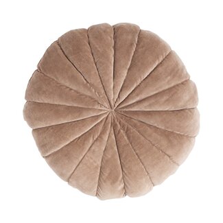 Linen & More Bloem kussen taupe dia40x12cm