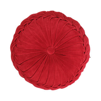 Linen & More Kanan Fluweel kussen rood dia40x10cm