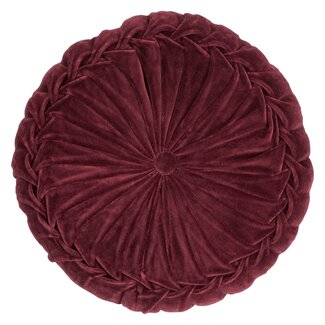 Linen & More Kanan Fluweel kussen bordeaux dia40x10cm