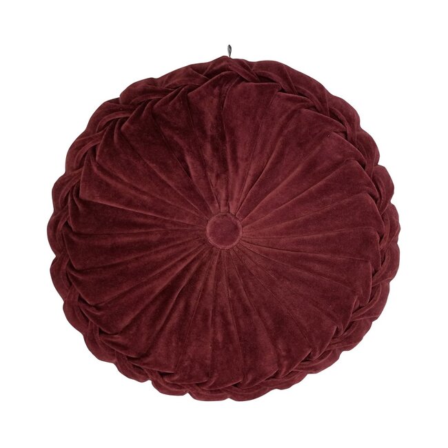 Linen & More Kanan Velvet kussen bordeaux dia40x10cm