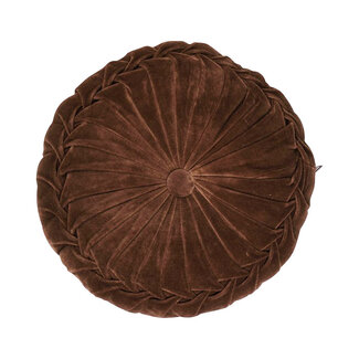 Linen & More Kanan Fluweel kussen bruin dia40x10cm