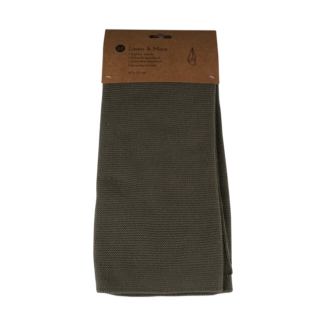 Linen & More Knitted theedoek sage 50x70cm