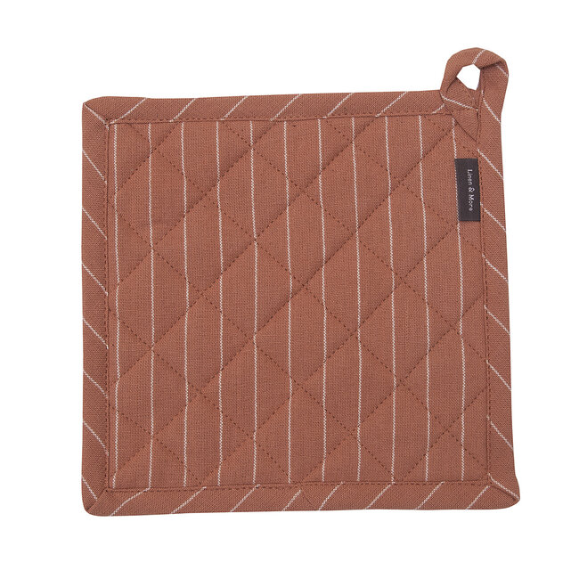 Linen & More Pinstripe Pannenlap Onderzetter cafe bruin 20x20cm