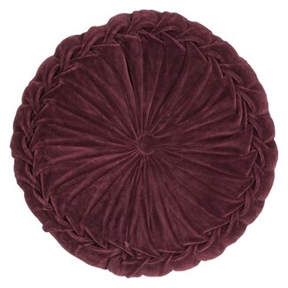 Linen & More Kanan Fluweel kussen bordeaux dia60x10cm