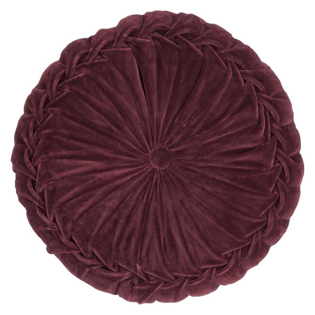 Linen & More Kanan Velvet kussen bordeaux dia60x10cm