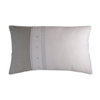 Linen & More Kussen Jasmin 30x50 ties grey -white