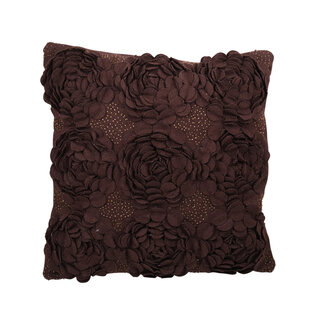 Linen & More Kussen Roses beads 45x45 brown