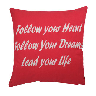 Linen & More Kussen Follow Text 45x45 red