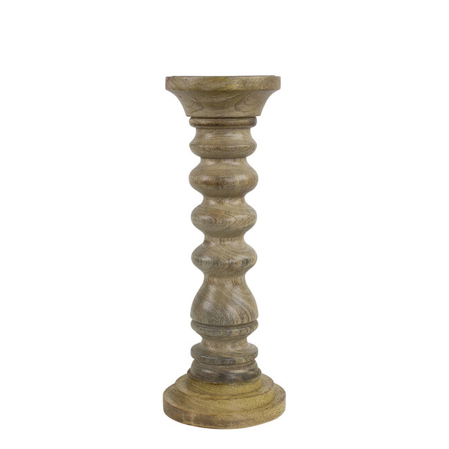 Mars & More kandelaar mango hout ribbel 30cm